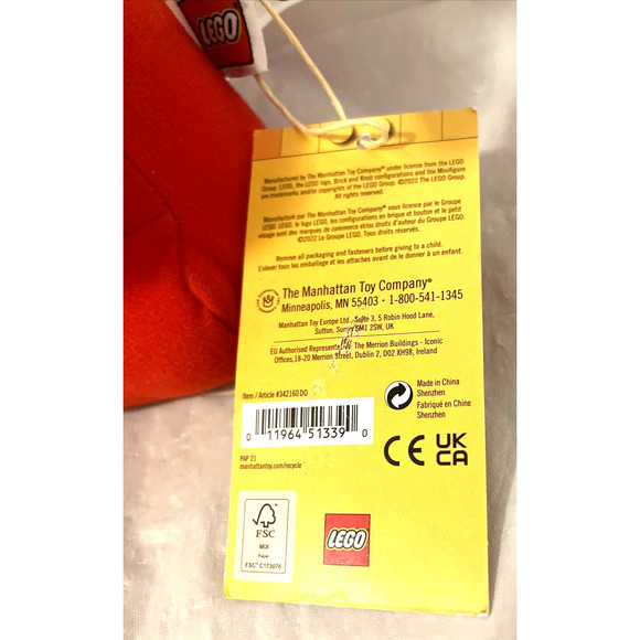 LEGO Minifigure Plush Brick Suit Minifig Series Teddy 13" Plush Red Character - Picture 3 of 6